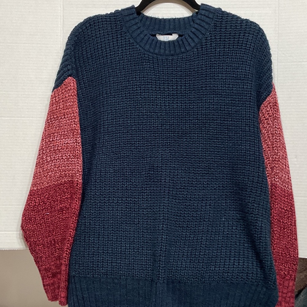 Time and Tru Women's Blue and Red Sweater